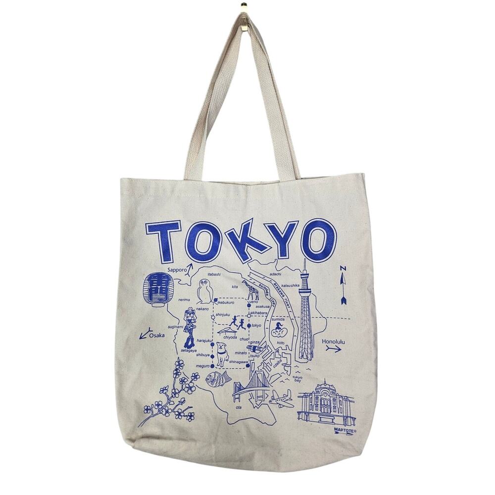 Maptote Tokyo Canvas Tote Bag Japan Gorpcore Casual Blue Map American Eagle
